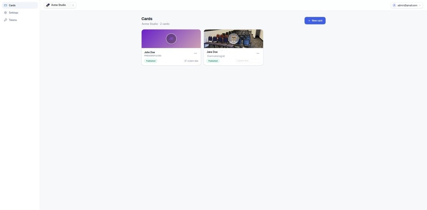 One workspace per client — manage every card from a single place