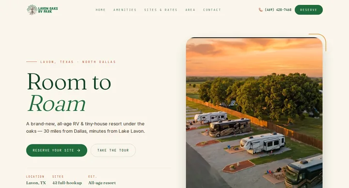 Lavon Oaks RV Park — a field-guide direction, with drone footage shot over the real park