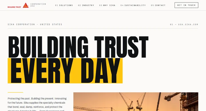 Sika USA, construction chemicals — Swiss editorial, built for a global brand system