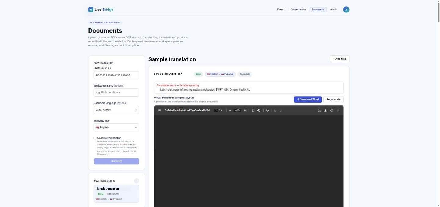 Document translation with a certified bilingual layout you can download